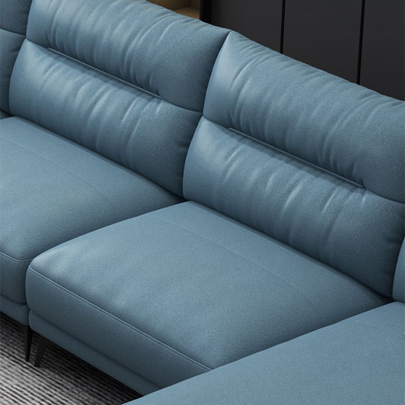 Contemporary 4-Seater Sectional with Pillow Top Arms in Faux Leather