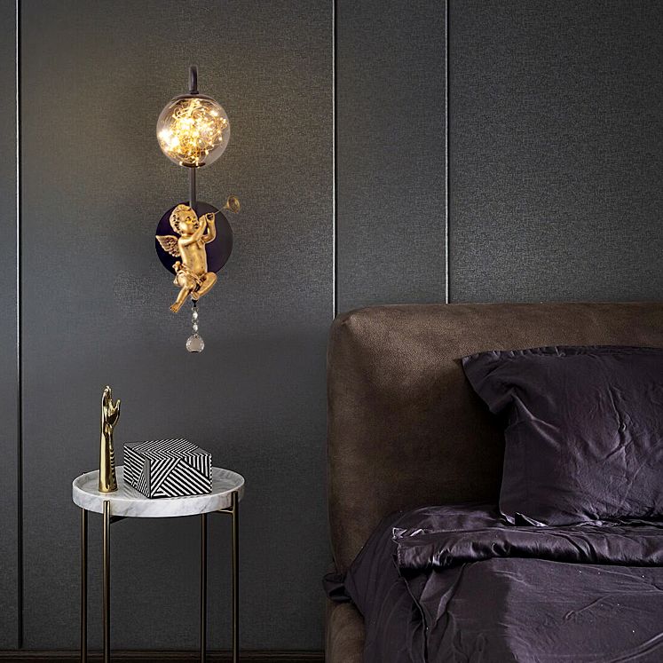 Lámpara esférica liviana nórdica estilo creativo de vidrio 1 apliques de luz con modelo de ángulo