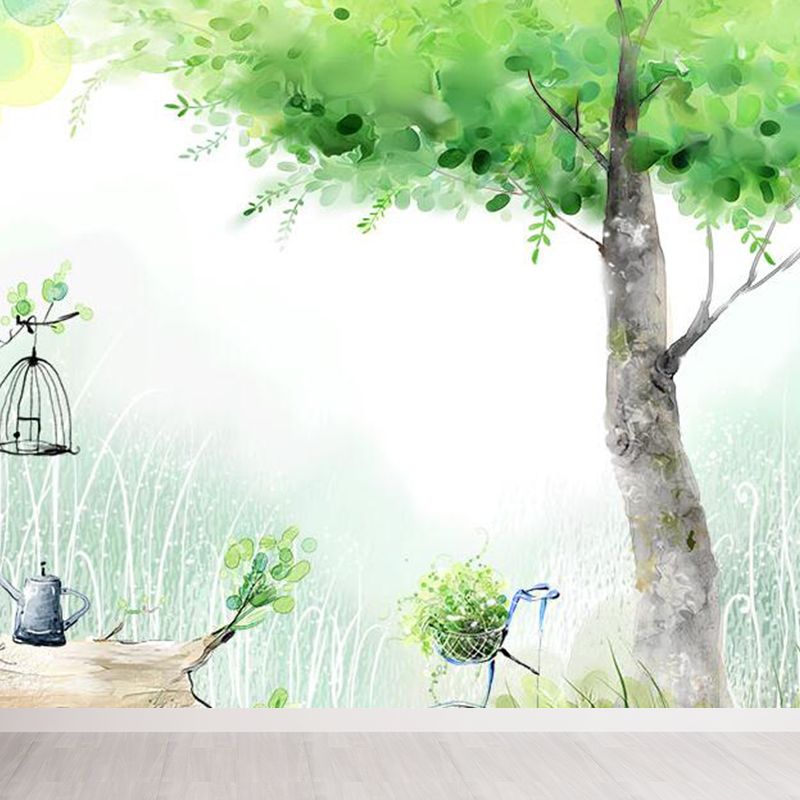 Botanical Mural Wallpaper Pastel Color Contemporary Wall Covering for Living Room