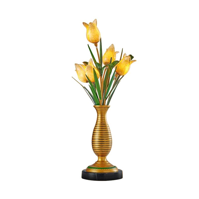 Gouden Tulp LED TAK LAMP AMERIKAANSE GARDEN METAL 5 Lichten woonkamer nachtkastje licht
