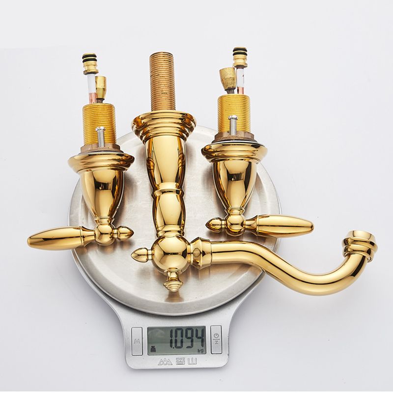 Glam Vessel Faucet 3 Holes Lever Handle Bathroom Vessel Faucet