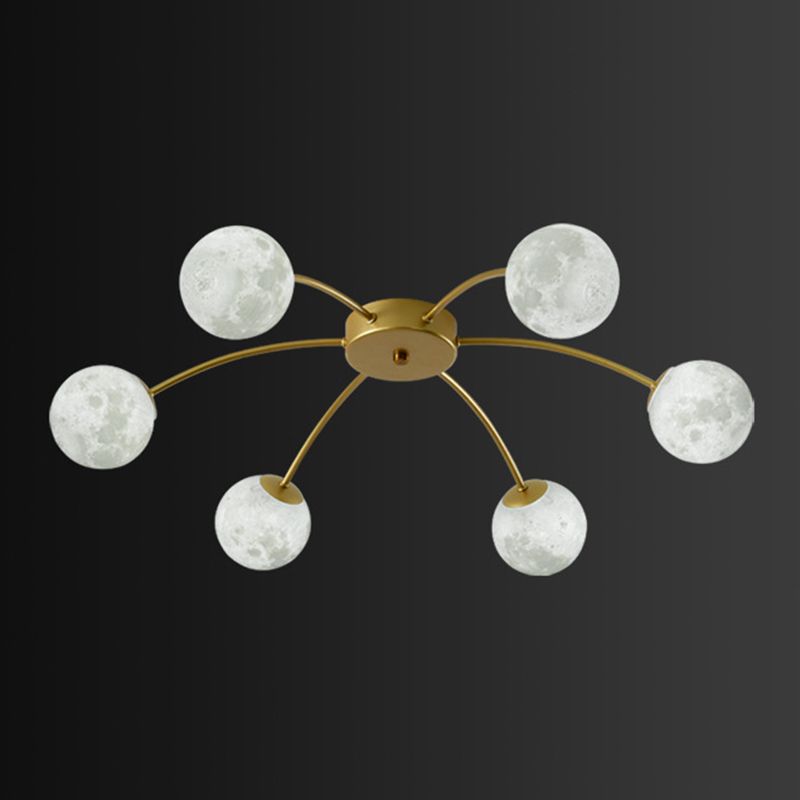 Global Semi Flush Mount Light Modern Metal Bedroom Semi Mount Lighting in Gold
