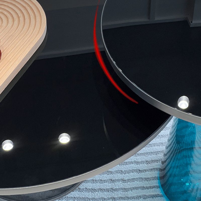 Pedestal Base Round Modern Style Glass Table with Coffee Table