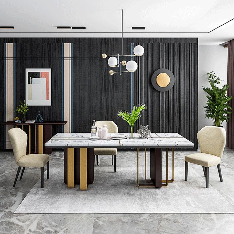 Faux Marble Dining Table Rectangle Dinner Table for Dining Room