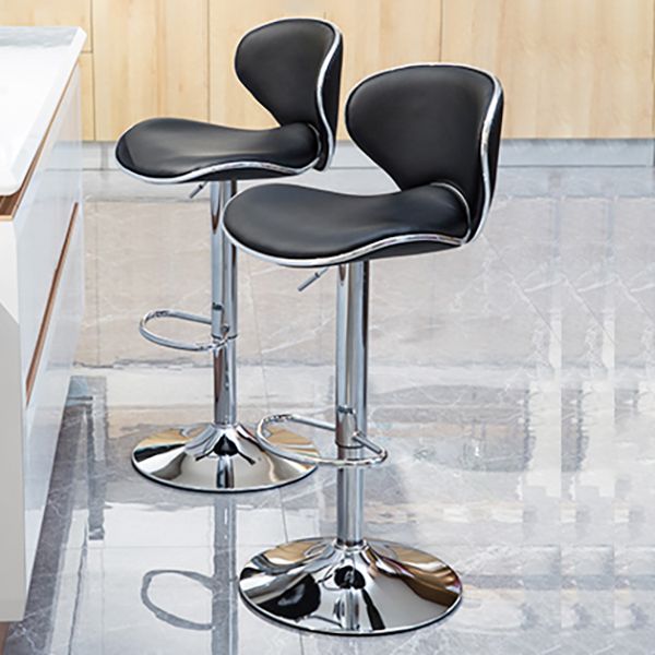Contemporary Metal Stool Faux Leather Upholstered Counter Stool