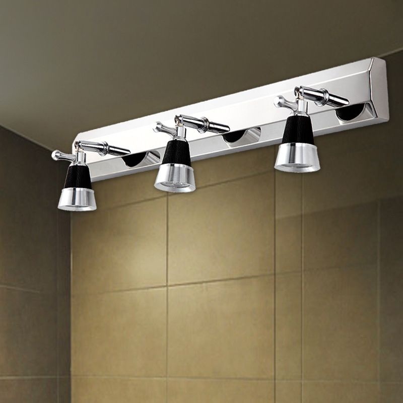 Multi Lights Metal Wall Lighting Modern Style Mirror Wall Mounted Light Fixture in Silver