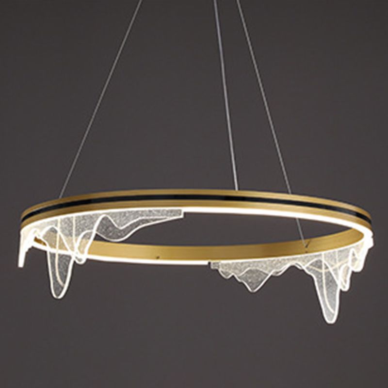 Orbicular Hanging Ceiling Light, Luxurious Acrylic Single Light Hanging Light Fixtures in Gold