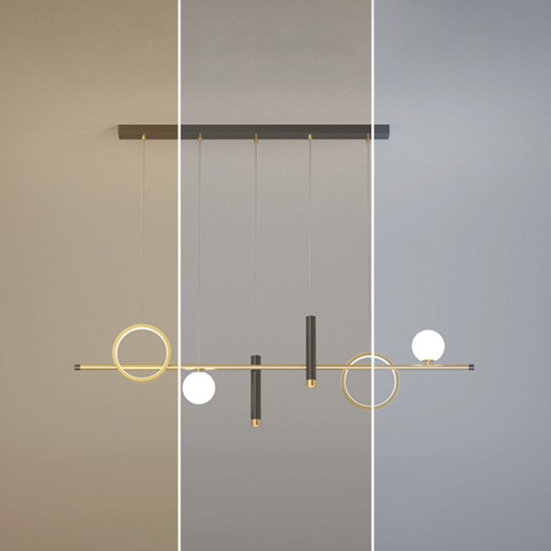 Modern Creative LED Island Light Aluminium Linear Pendant Light with Acrylic Shade