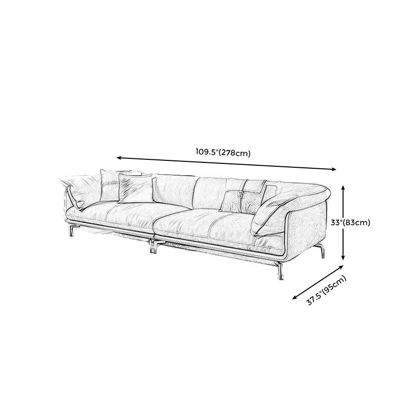Tan Faux Leather Straight Arm Sofa/Sectional with Wear-Resisting and Stain-Resistant