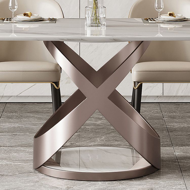 Traditional Luxury Dining Table Rectangle Sintered Stone Table for Living Room