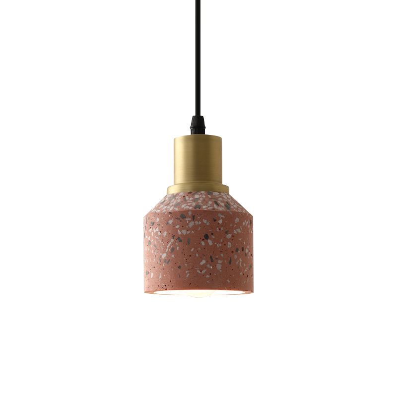 Terrazzo -Glas -Form Suspension Light Postmodern 1 Kopf Weiß/Rosa und Messingpendellampe für Café
