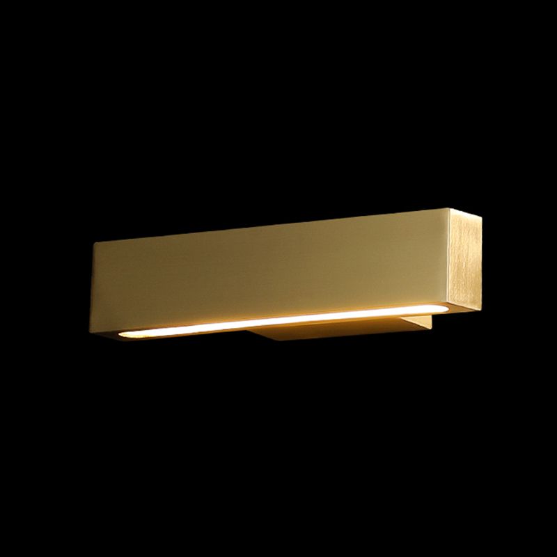 Lámpara de pared LED rectangular dorada en un tipo de pared rotatable de cobre de estilo de lujo moderno con sombra acrílica