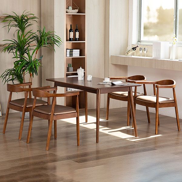 Modern Style Arm Chair Solid Wood Open Back Indoor Dining Chair