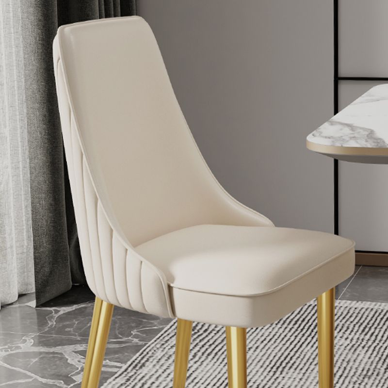 Home Glam Dining Side Chair Kitchen Faux Leather Upholstered Chair