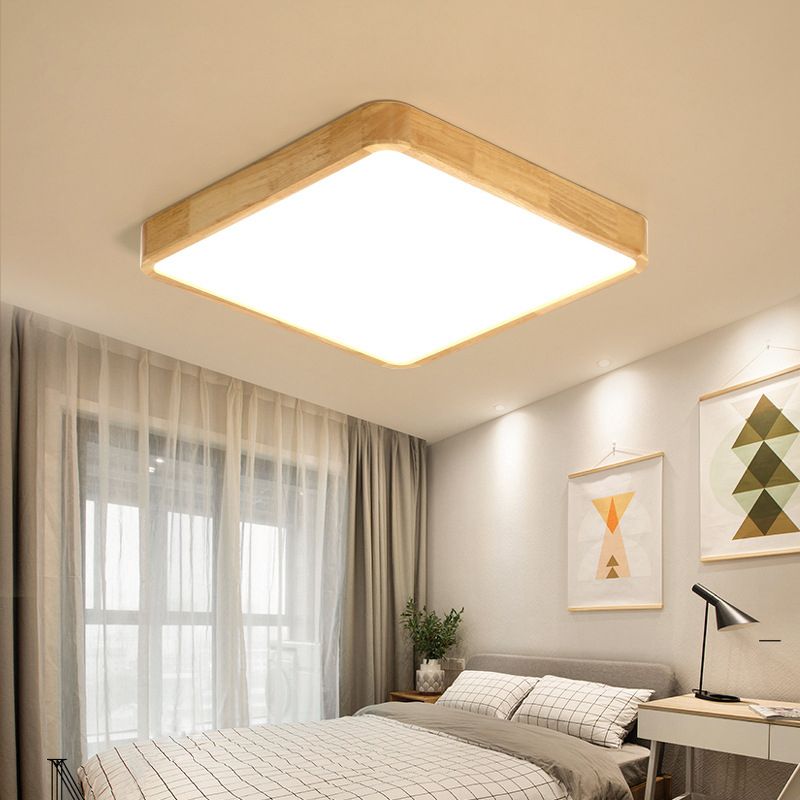 1 Light Wood Flush Mount Ceiling Light Fixtures Minimalist Bedroom Flush Mount Fixture