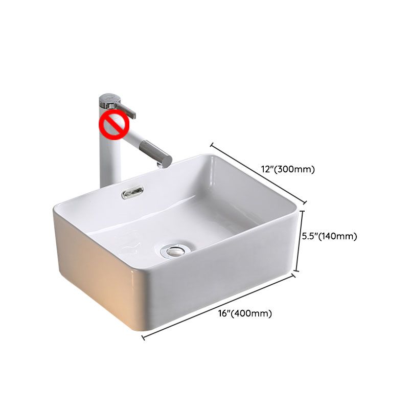 Modern Bathroom Sink Porcelain Rectangle Bathroom Sink in White(Not Including Faucet)