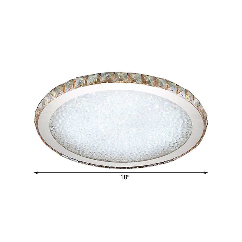 Plafonnier circulaire moderne à 1 lumière en cristal clair/ambre de 8,5"/14"/18" de large, luminaire de plafond à LED en lumière chaude/blanche
