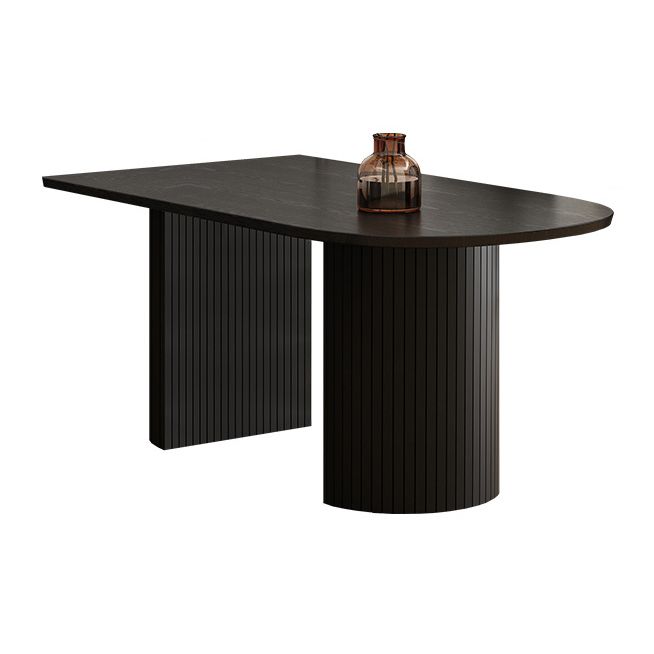 Rubberwood Solid Wood Base Table Contemporary Dining Table in White and Black