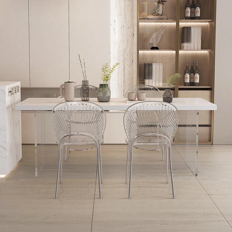 Modern Acrylic Dinner Room Kitchen Table Rectangle White Double Pedestal Table