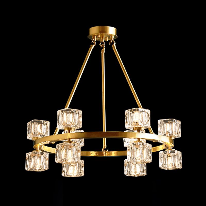 Modern Nordic Pendant Light Crystal Geometric Chandelier for Dining Room
