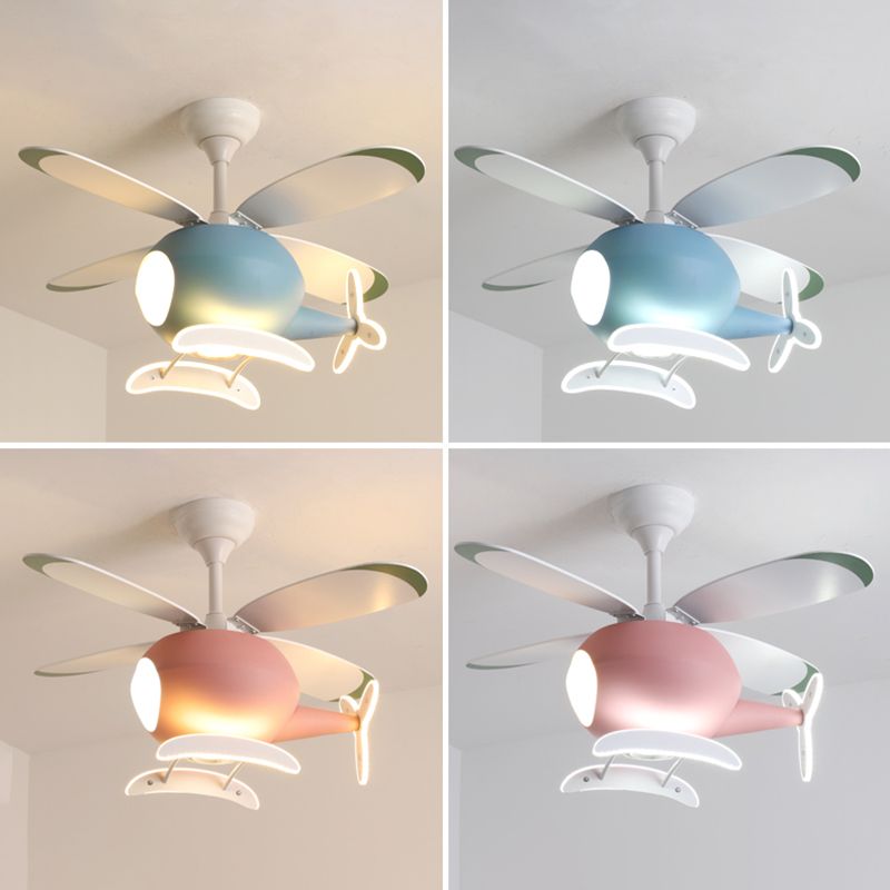 Modern Metal Ceiling Fan Lamp Helicopter LED Semi Flush Ceiling Light Fixtures