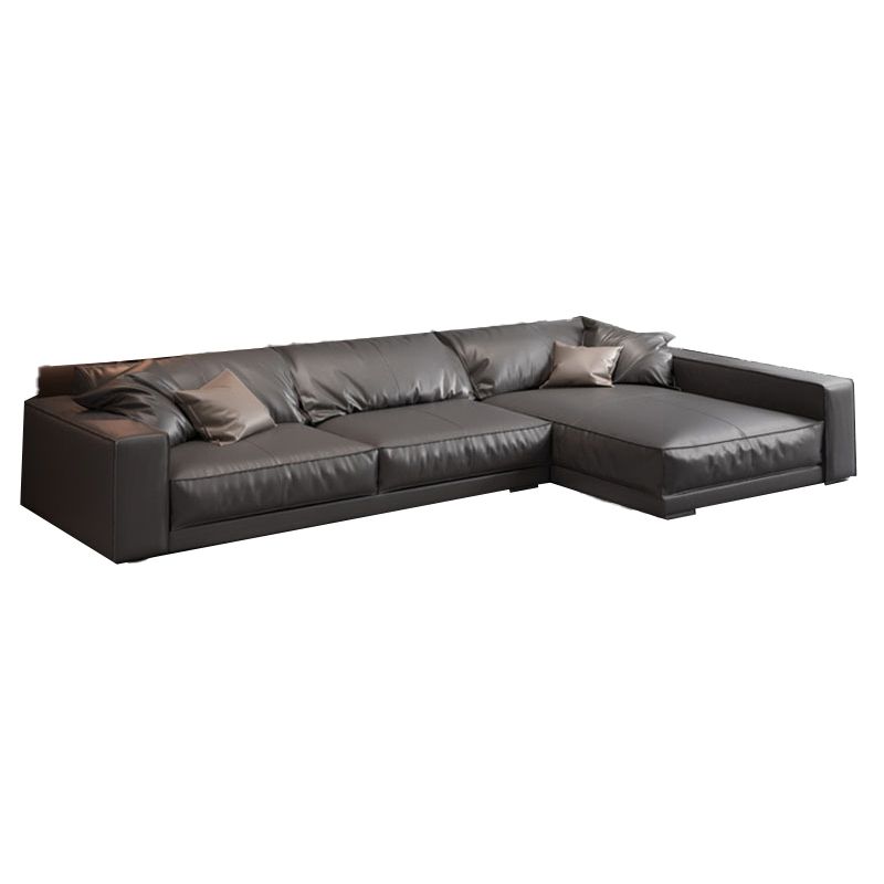 Square Arm Sectional Sofa Contemporary 3-seater Leather Sectional