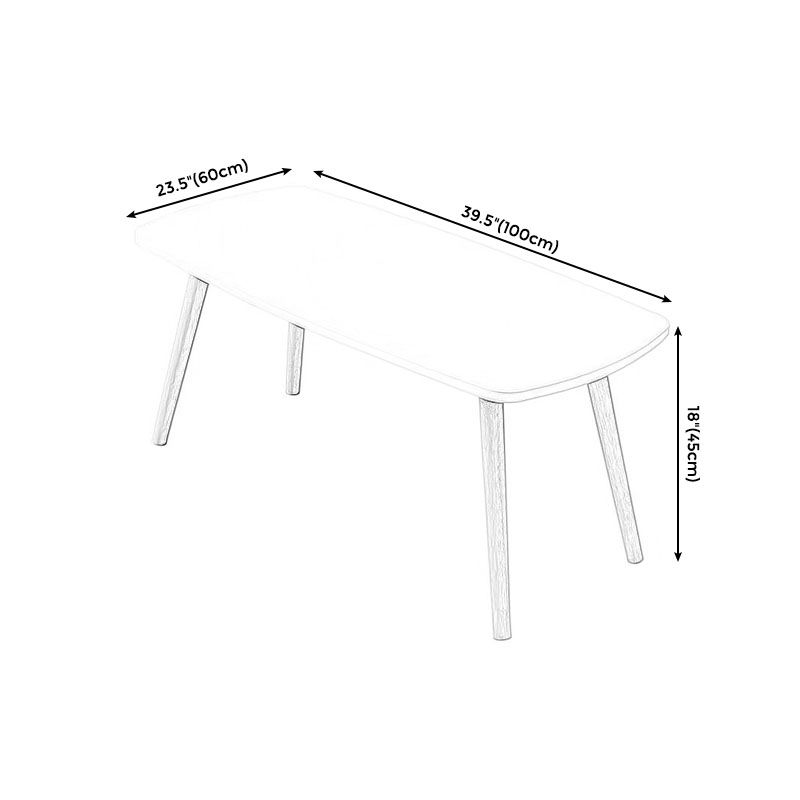 4 Legs Coffee Table Geometric Wood Cocktail Table in White and Natural