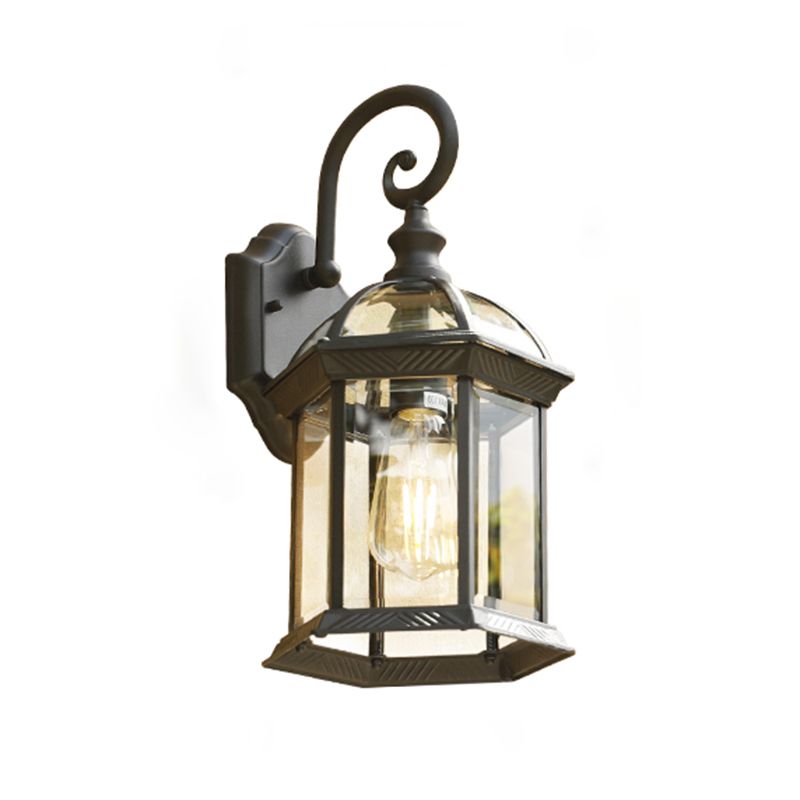 1-Light Rectangular Wall Sconce Modern Simple Style Glass Wall Lighting in Black