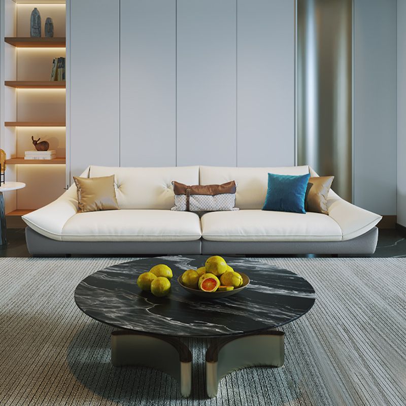 Tufted Faux Leather Pillow Top Arm Sofa with Stain Resistant and Waterproof