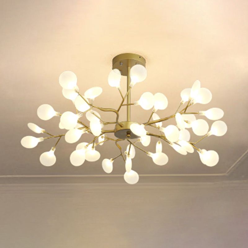 Gold Firefly Pendant Light in Modern Creative Style Copper Indoor Hanging Lamp with Glass Shade