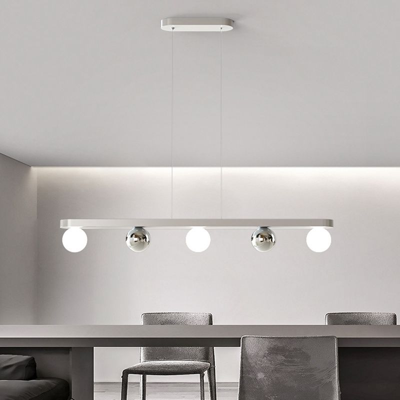 Contemporary Globe Hanging Pendant Lights in White for Dining Room