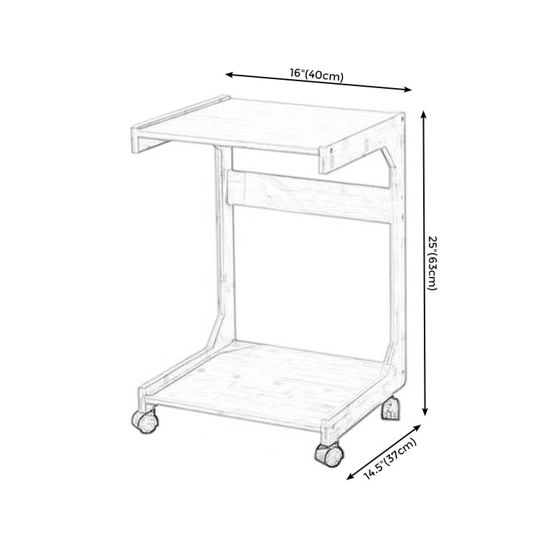 Walnut/Natural Wood End Table 24.8-In H Shelf Included Side Table with Casters