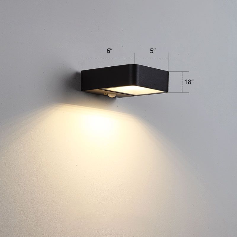 Metal Rectangular Solar Sconce Light Simplicity LED Black Wall Mount Lamp for Patio