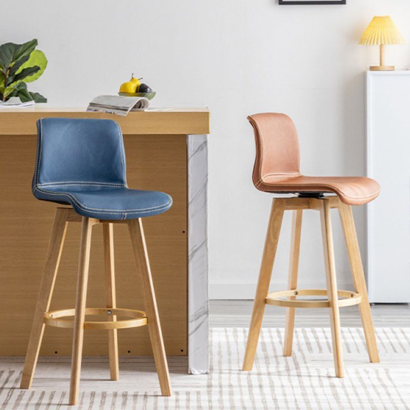 Contemporary Home Low Back Stool Matte Finish Leather Barstool