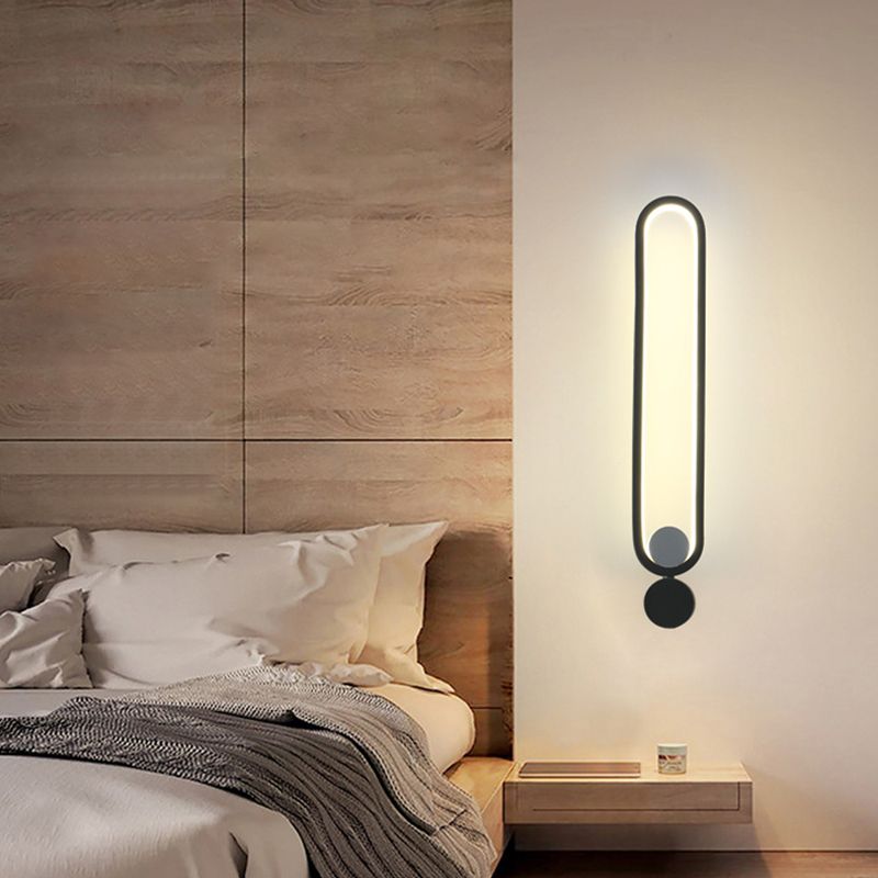 Zwart langwerpige LED -wand gemonteerd licht eenvoud metalen roteerbare wand sconce verlichting