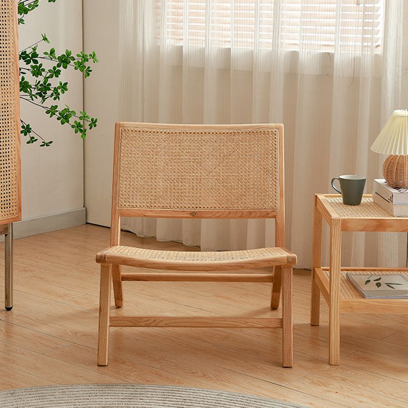 Solid Wood Armless Chair Woven Back Lounge Chair for Living Room