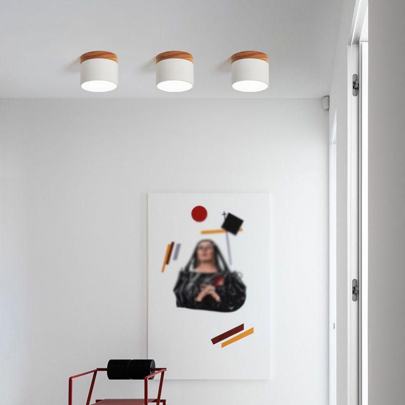 Plafonnier de forme cylindrique de style moderne en métal à 1 lumière pour le salon