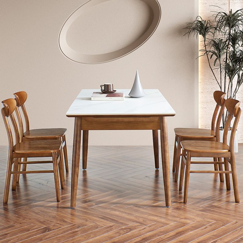 Modern Rectangle Dining Table Stone Top Extension Dining Table