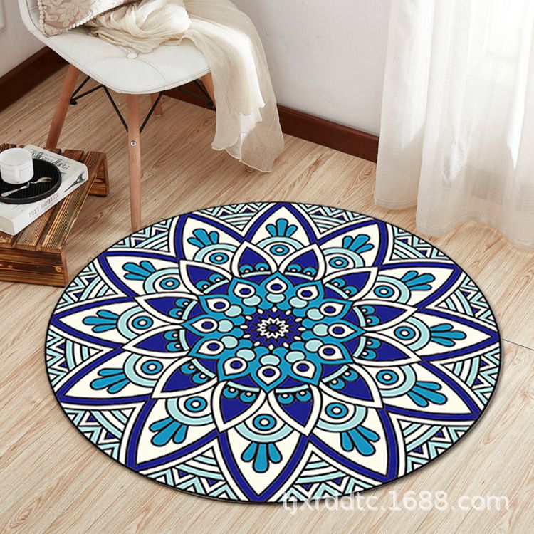 Boho Living Room Rug Multi-Color Flower Print Carpet Synthetics Stain Resistant Non-Slip Pet Friendly Area Rug