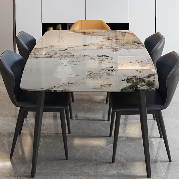 Contemporary Stone Dining Set 1/2/5/7 Pieces Dining Table Set with Solid Back Chairs