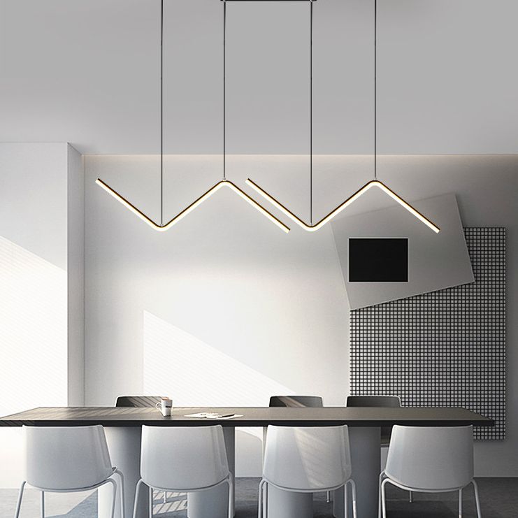 Geometric Lines Design Minimalism Island Light 35.5" Wide Nordic Style LED Suspension Lamp for Dining Room