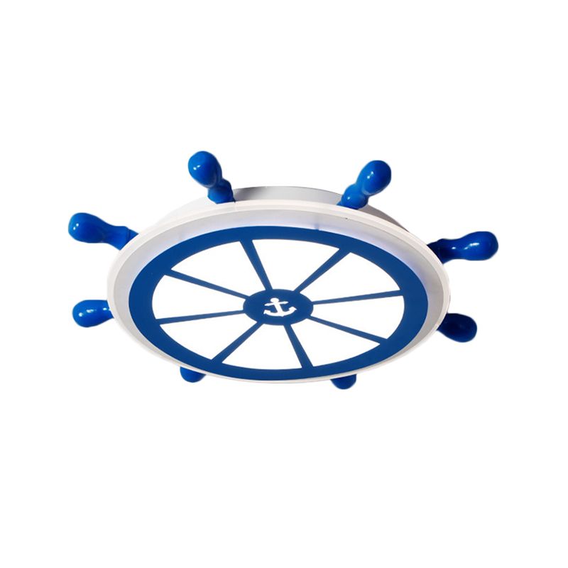 Acrylic Rudder Flushmount Lighting Kids LED Blue Flush Ceiling Light Fixture for Kindergarten