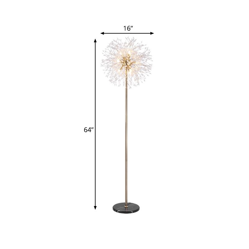 Moderne Stil von Urchin-Stöbern Lampe 8-Licht-Facettenkristallperlen stehen Licht in Gold