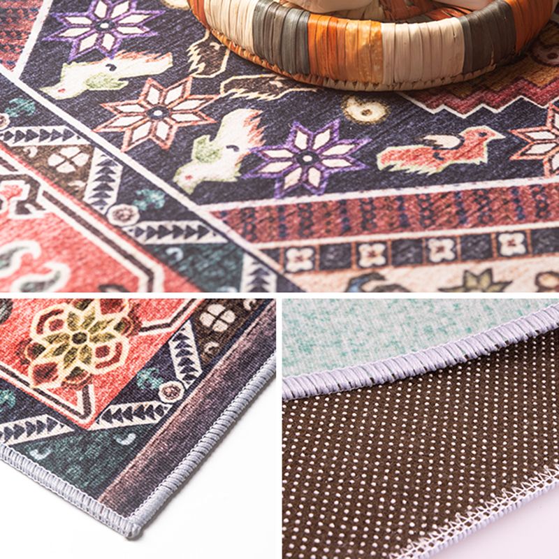 Mehrfarbiger persischer Indoor-Teppich Polyester Stammesdruck Teppich nicht rutschfestem Innenteppich für Wohnkultur