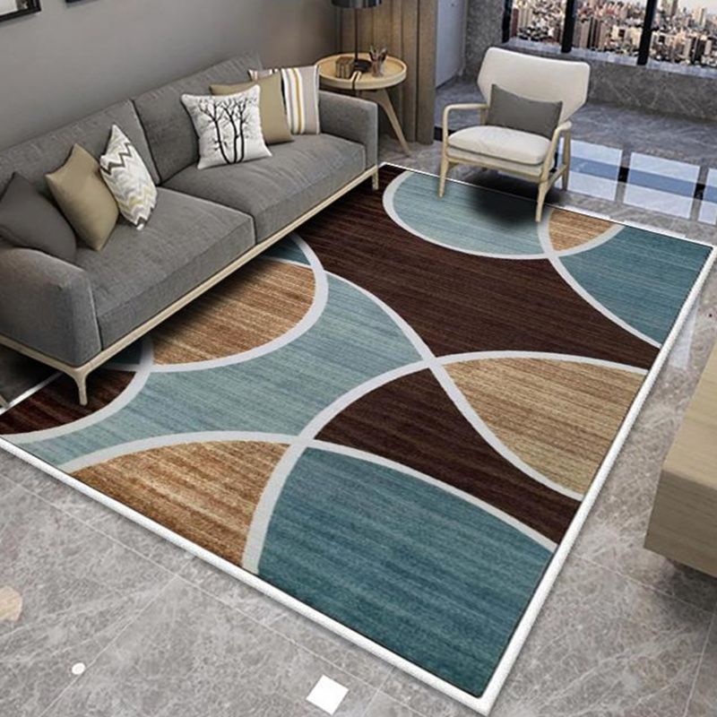 White Modern Rug Blending Graphic Indoor Rug Non-Slip Backing Rug for Living Room