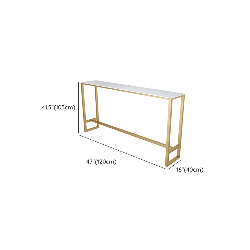 White Faux Marble Table Modern Style Bistro Table with Trestle Base