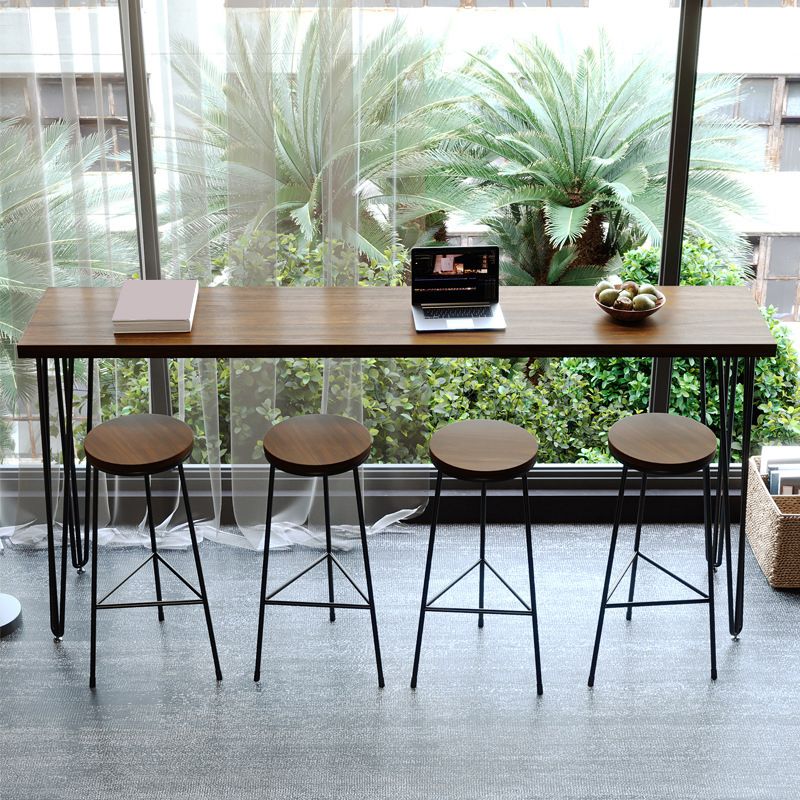 Rectangle Solid Wood Pub/Bar Table Glam Indoor Bistro Bar Height Cocktail Table