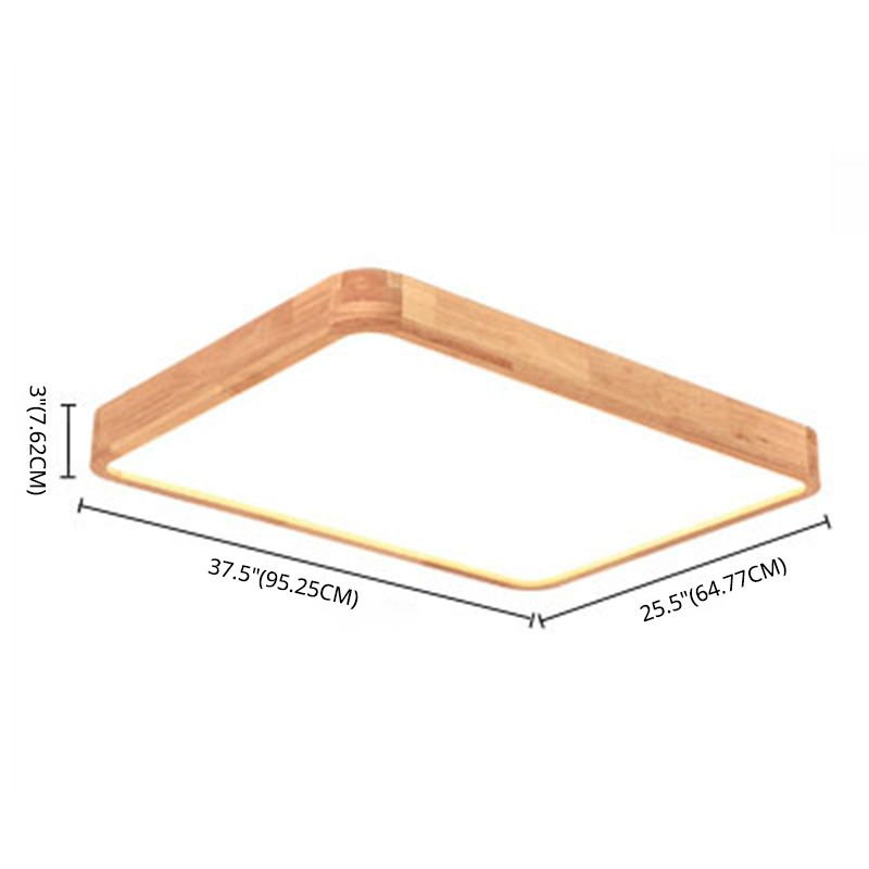 Rechteckige, bündige Deckenleuchten, moderne Holz-Flushmont-Leuchten
