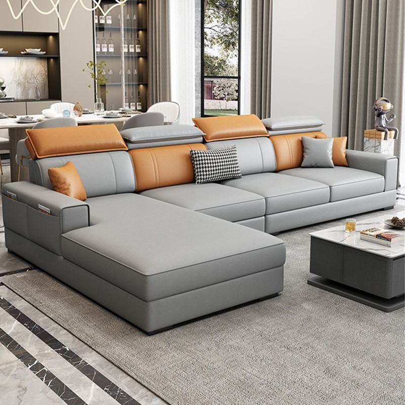 Stationary Faux Leather Living Room Seating Recessed Arm Cushions Nordic Sofa