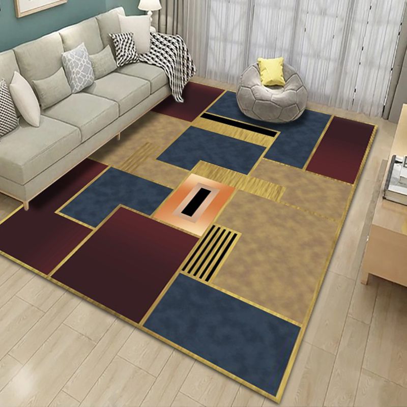 Checkerboard Rug Geometric Indoor Rug Non-Slip Backing Rug for Living Room